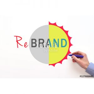 Rebrand sign on white background. Marketing strategy Rebrand sign on white background. Marketing strategy